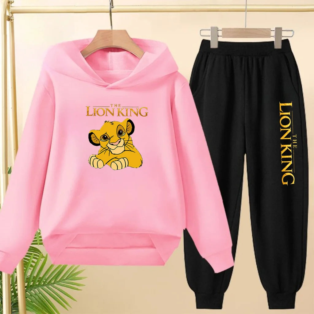 Kids Hoodie Girls Boys Clothing Lion Simba Hoodies Autumn Winter Top+Pants Aged 3 to 14 Children's Suit Tracksuit Sportwear Sets