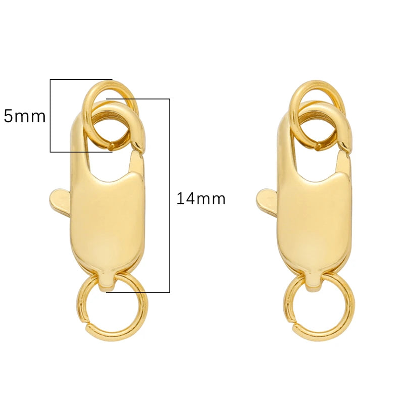 1/2 Set Copper 14K/18K Gold Plated Lobster Clasp With Open Jump Rings For Bracelet Necklace Chains Connectors DIY Jewelry Making