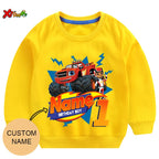 Children Clothes for Boys Sweatshirt Personalized Name Birthday Blaze Shirt Long T Shirt Girl Clothing Kids Toddler Fall Hoodie