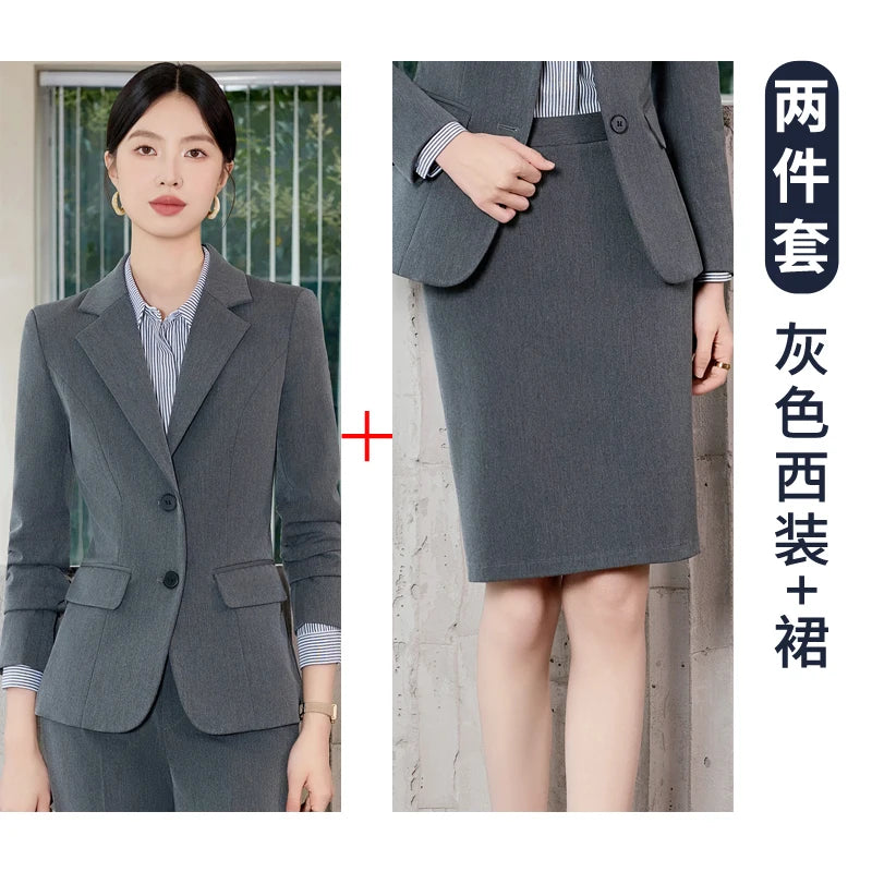 AIyssa Fashionable professional women's clothing, high-quality two-piece suit jacket + skirt. Sophisticated and elegant