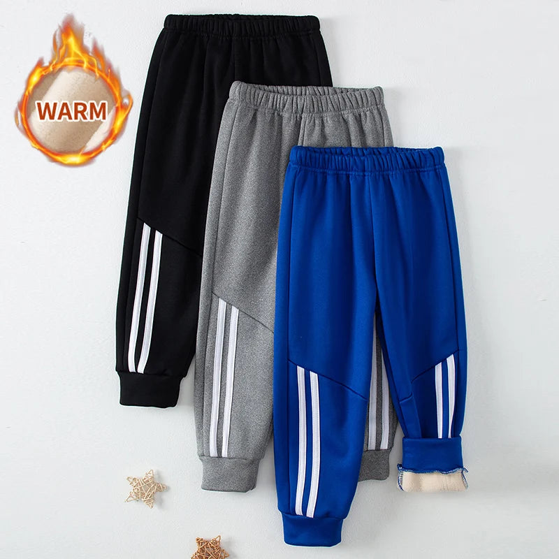 1/3 Piece Set Autumn And Winter Children's Mmulti-color Sports Thick Sweatpants For Boys And Girls With Plush Warm Casual Pants