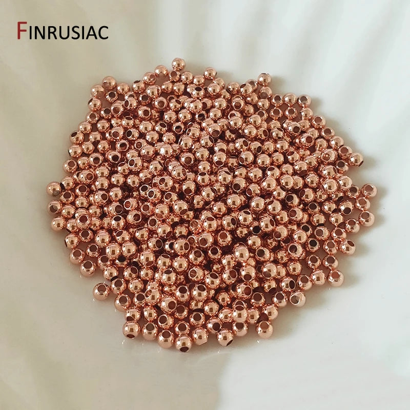 14k/18k real gold plated Round 2/2.5/3/4/5/6mm Spacer Beads For Jewelry making Beads Accessories Findings Wholesale