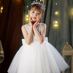 2-10 Years Girls Princess Dress Summer Tulle Big Bow Girls Wedding Dress Piano Performance Costume Host Costume New Kids Clothes