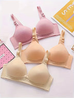 Women's soft supportive wire-free bra with adjustable back closure for lift and shaping featuring a smooth finish