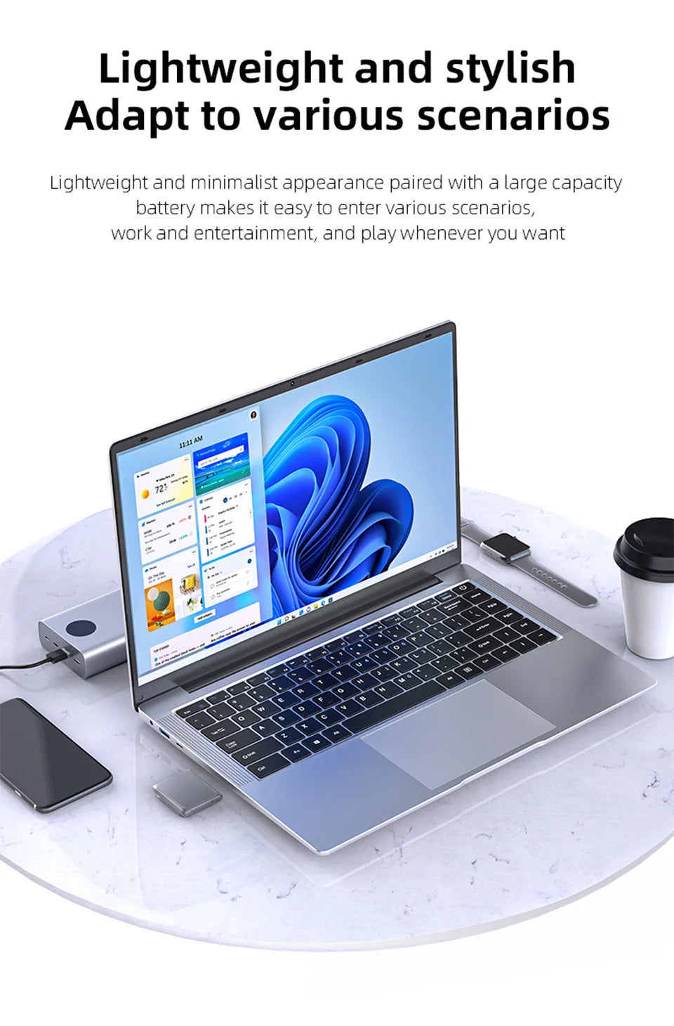 Laptop Computer Windows 11 Pro Intel Atom A3950 2025 Notebook PC 12GB RAM 512GB 1TB 2TB SSD 1920*1080P Office Study Computer