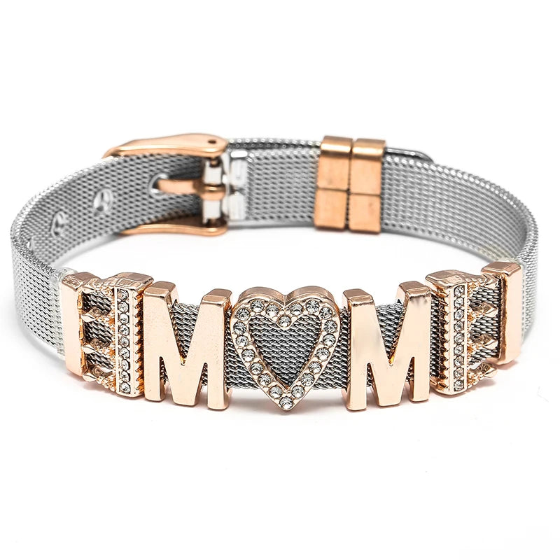 Fashion Stainless Steel For Woman Men Bracelet Mesh Bracelet Set Crystal Heart Anchor Charm Fine Bracelet Bangle Female Lover