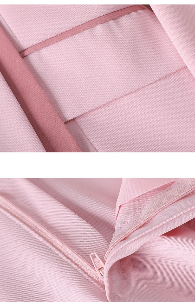 Women's Winter Retro Casual Irregular Suit Jacket Half Skirt Set Commuting Solid Double Breasted Suit Half Skirt Two-piece Set