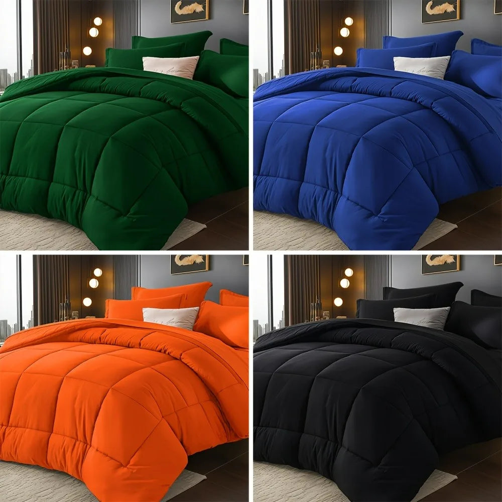 chadly 5/7pcs Quilts Luxurious Checkered Comforter, Soft Microfiber, Breathable, Easy Care for All Seasons, Bedding Set