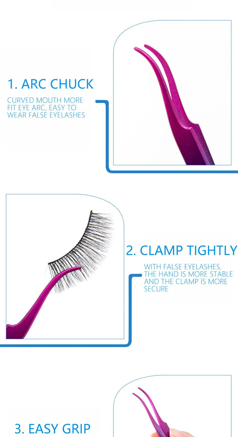 1Pc Lash Tweezers Eyelash Extensions Makeup Tools Stainless Steel Eyebrow Eyelash Tweezers Professional Lash Applicator Tool