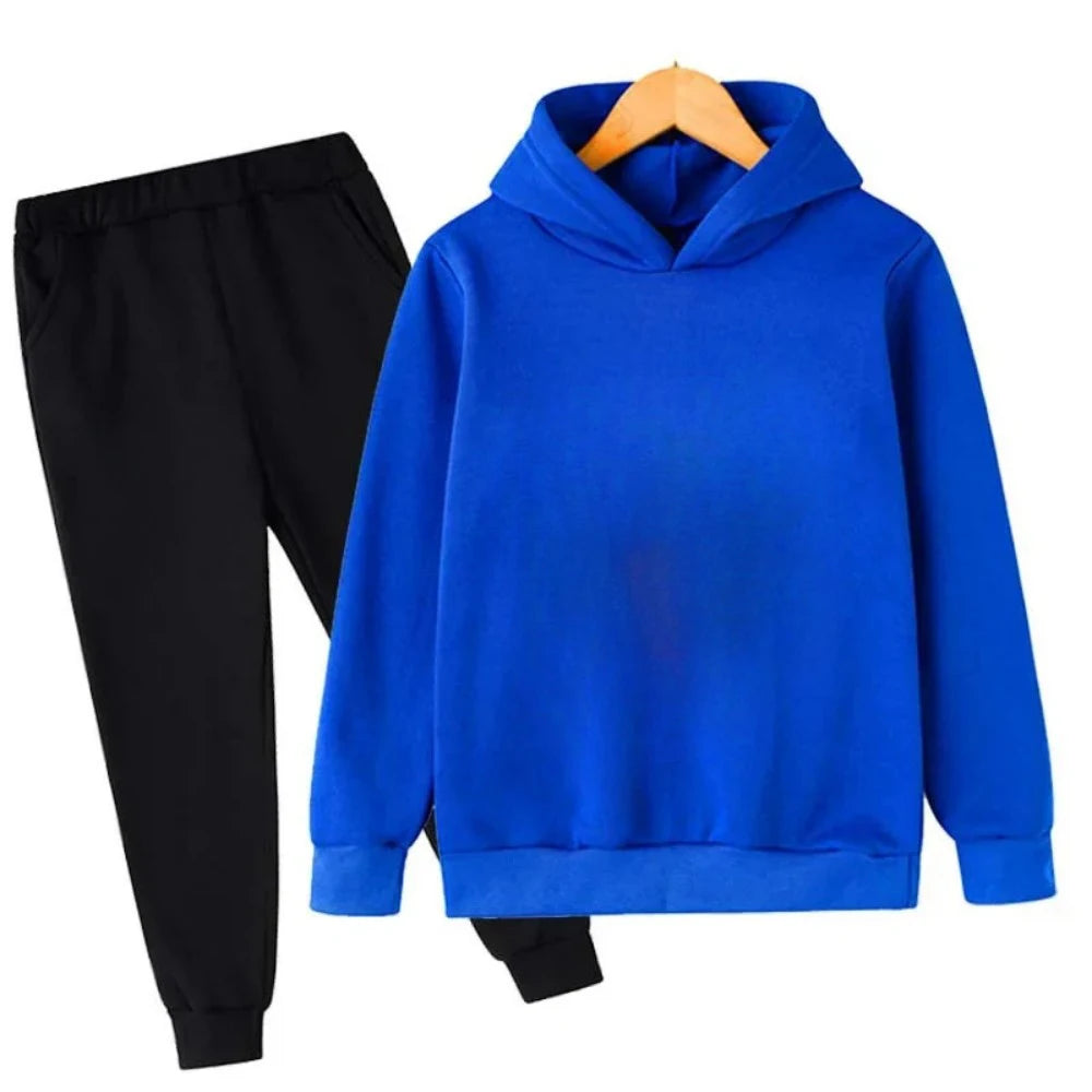 Autumn and Winter Children's Fashion Sports Hoodie+Pants Set for Boys and Girls Aged 4-14, Casual and Comfortable 2-piece Set