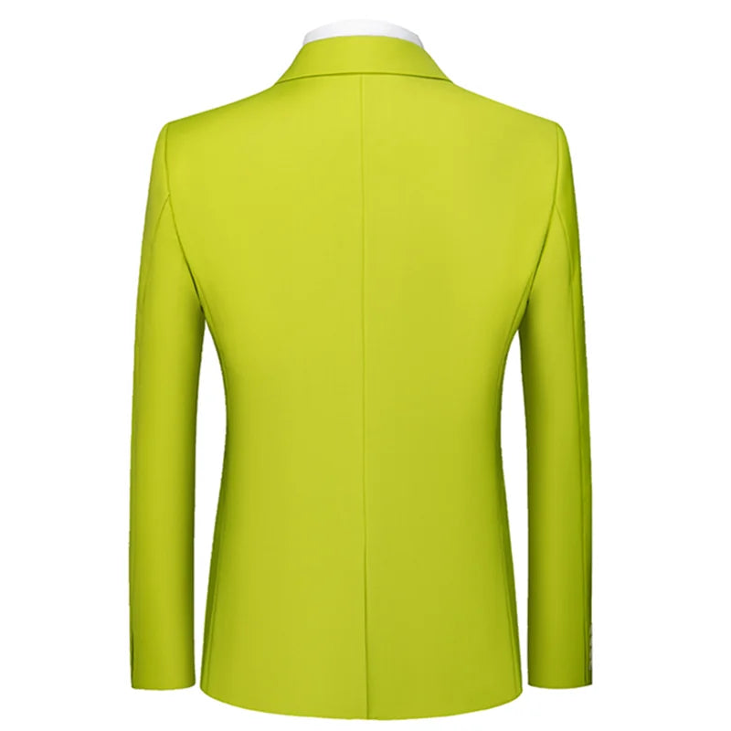 New Men Pure Color Formal Business Social Office Suit Slim Fit Jacket Male Wedding Dance Party Tuxedo Dress Simple Blazers Homme