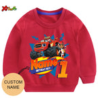 Children Clothes for Boys Sweatshirt Personalized Name Birthday Blaze Shirt Long T Shirt Girl Clothing Kids Toddler Fall Hoodie