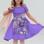 Girls Dresses Summer Casual Kids Dress For Girls KPop Demon Hunters Huntrix Toddlers Clothes Children Dress 3-14