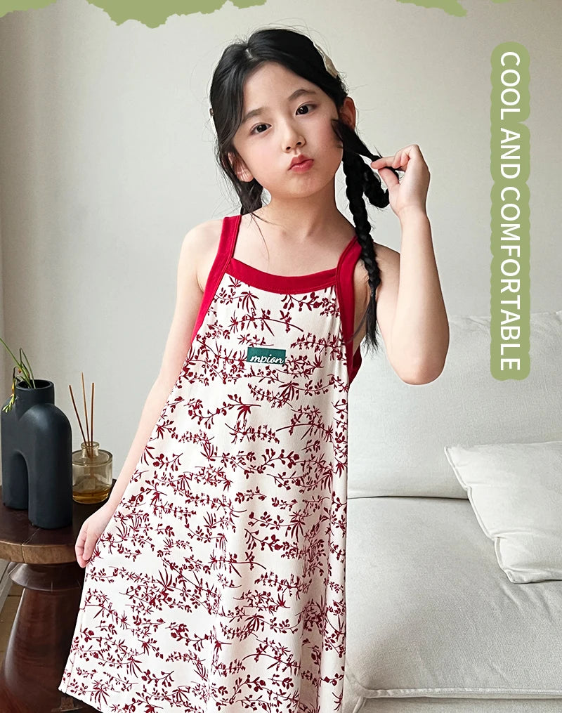 Girls Dress for Teens 11 12 to 13 Years Blue Floral Dress Summer Kids Clothes Casual Sleeveless Children's Dresses 140 150 160cm