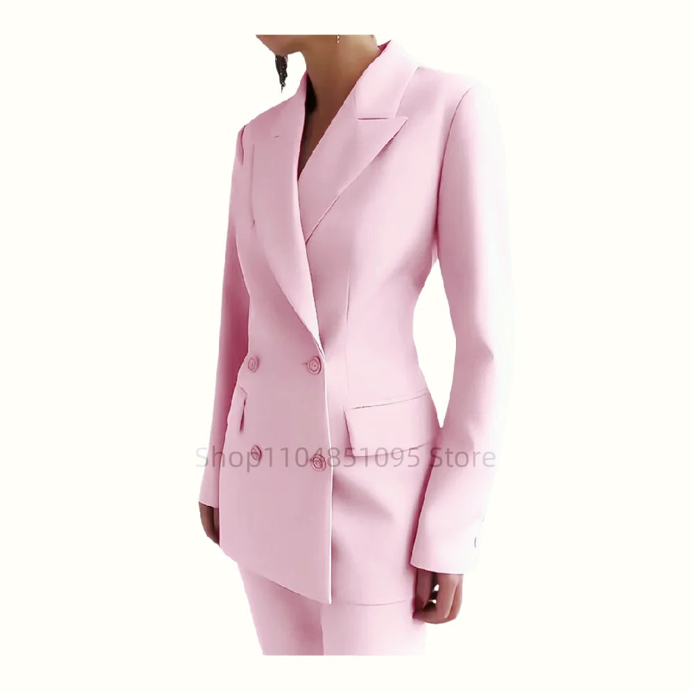 Pant Suits Outfit Womens Matching Sets Pants Elegant High Quality Double Breasted Blazer Suit Set Fashion 2 Pieces For Women
