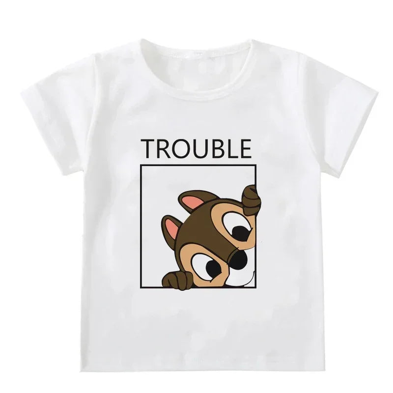 Chip and Dale Disney Kids Tshirts Cartoon Double and Trouble Print Summer Twins Tops Tees Funny Boys Girls Best Friends Shirts