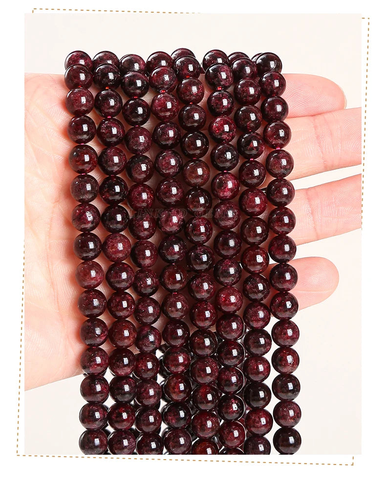 1A Natural Stone Dark Red Garnet Bead Round Loose Spacer 4 6 8 10mm Pick Size For Jewelry Making Diy Necklace Bracelet Accessory