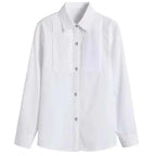 Baby Toddler Teenage Clothes School Uniform Boy Shirts White Different Sleeve Turn-down Collar Kids Shirt For Boys Children Tops