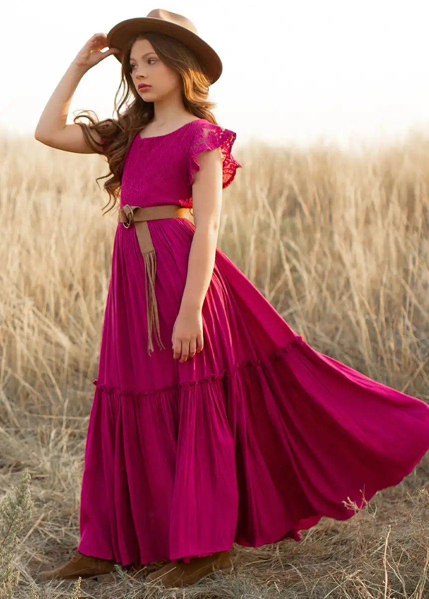 3-14 years Girls Lace Bohemia Long Dresses Baby Kids Flower Wedding Princess Party Dress Vestidos Costume Children Clothing